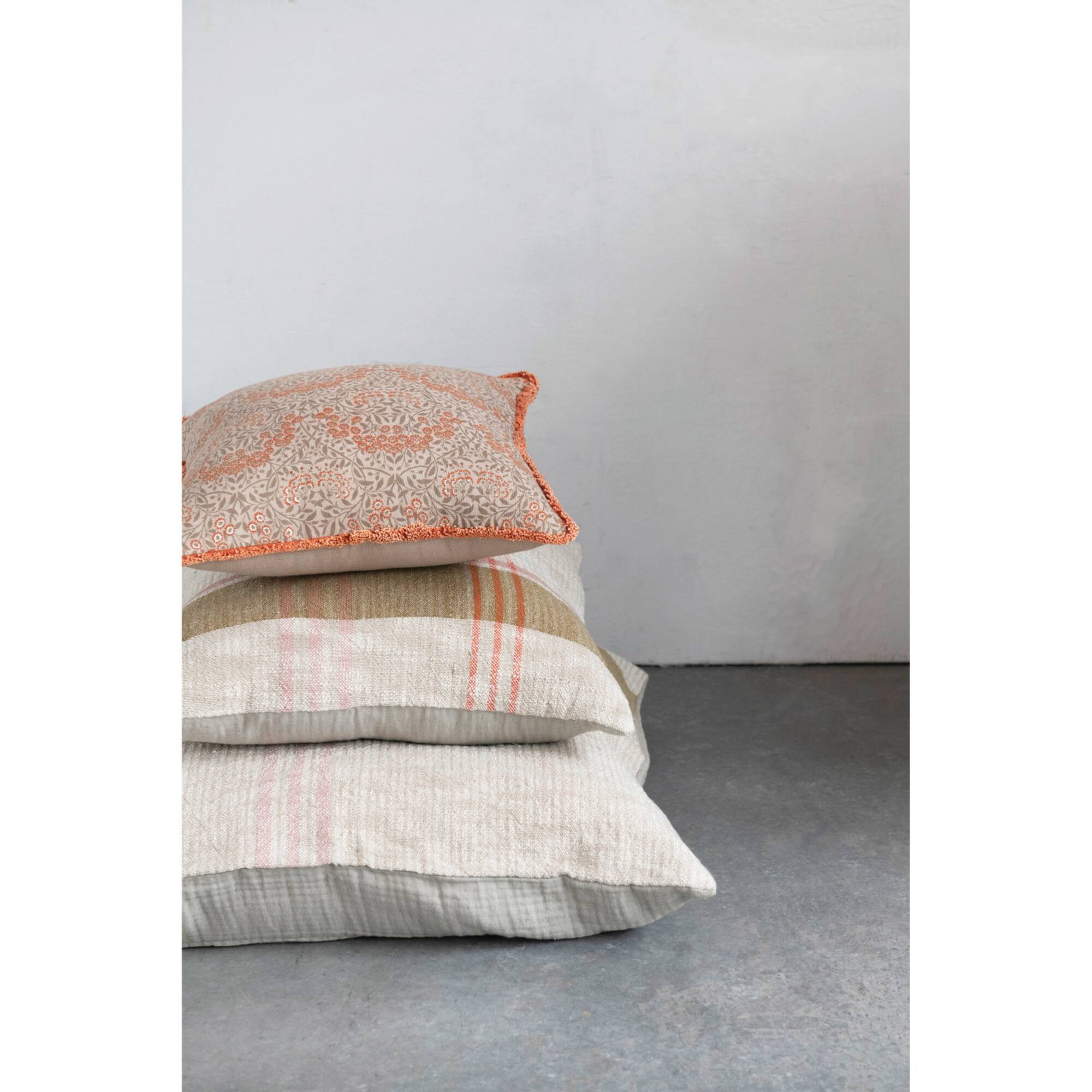 Hello Honey® Metallic Floral Pattern Cotton Pillow with Eyelash Fringe